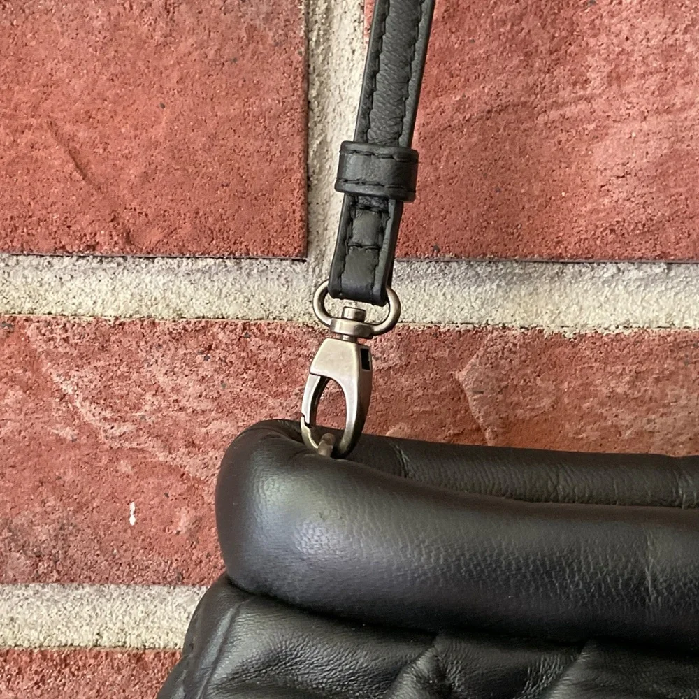 Kurt Geiger London Kensington Soft Quilted Black Leather Crossbody Clutch